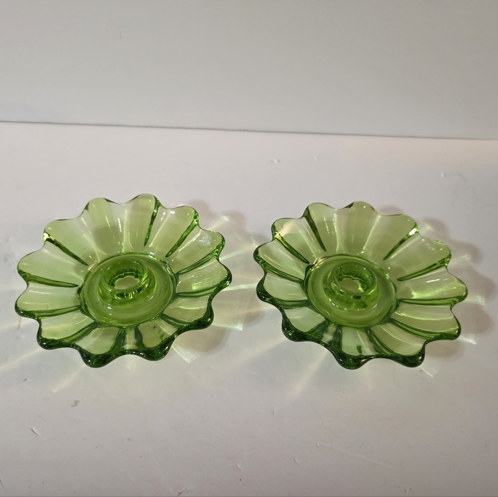Vintage Federal Glass Celestial Limelight Candle Holder
